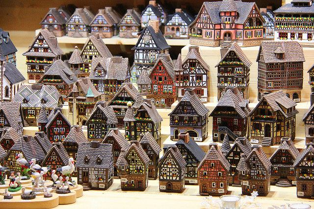 Holiday village house sets for sale in Strasbourg, France, taken 12/2014 by Diann Corbett.