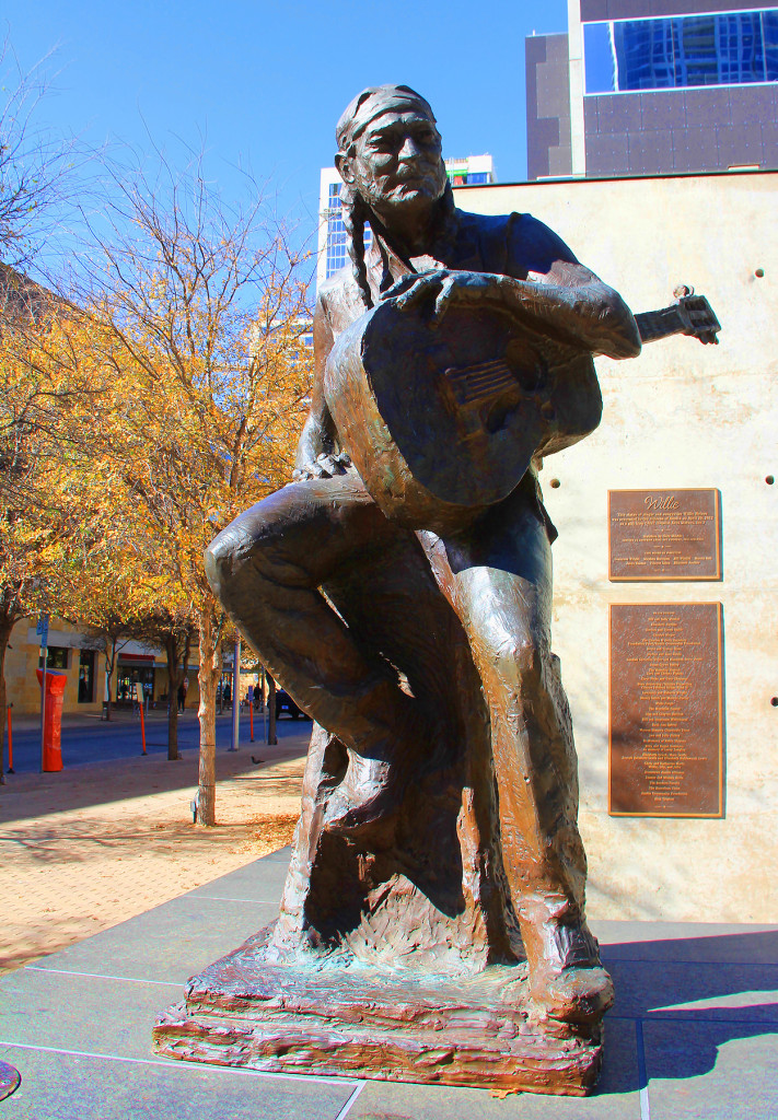 Willie Nelson Statue, Austin, TX - taken by Diann Corbett, 12/2015.